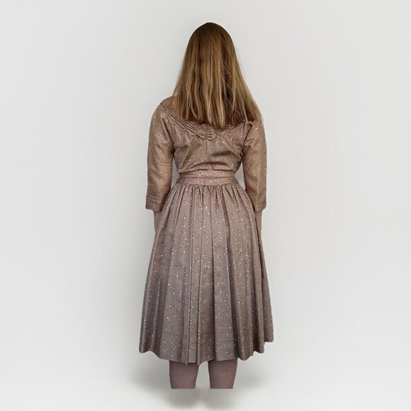 Vintage 50s Party Dress Gold Holiday Christmas 32 26 XS - Picture 4 of 11